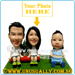 Custom 3D Family Of 3 At Garden Figurines
